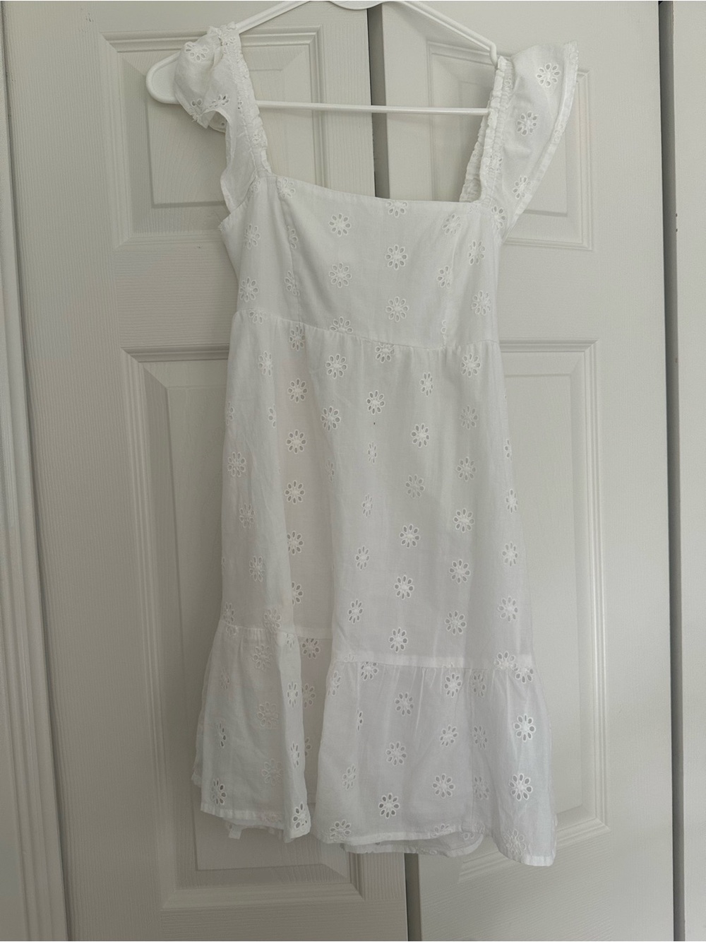 Hollister White Eyelet Ruffle Strap Sundress